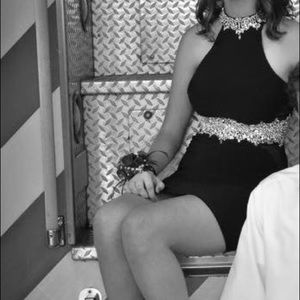 Black Rhinestone Homecoming Dress